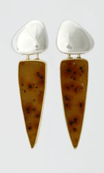 Drop earrings in silver and gold with Druzy stones